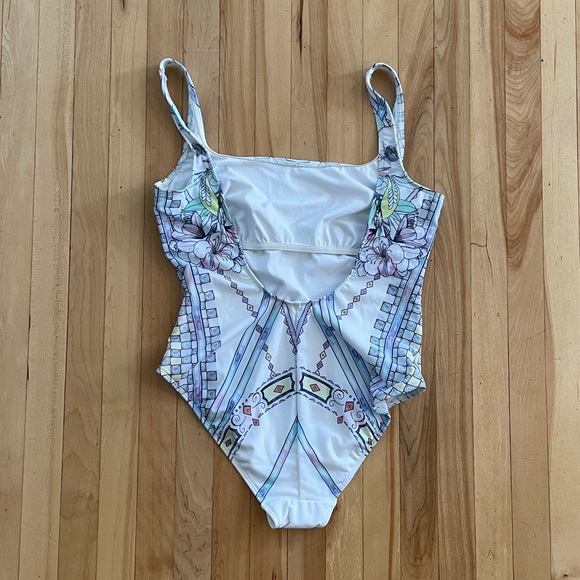 NACRE Voyage Tank One-Piece Swimsuit Pastel Watercolor Bird Print - Sz M-L - Picture 5 of 15